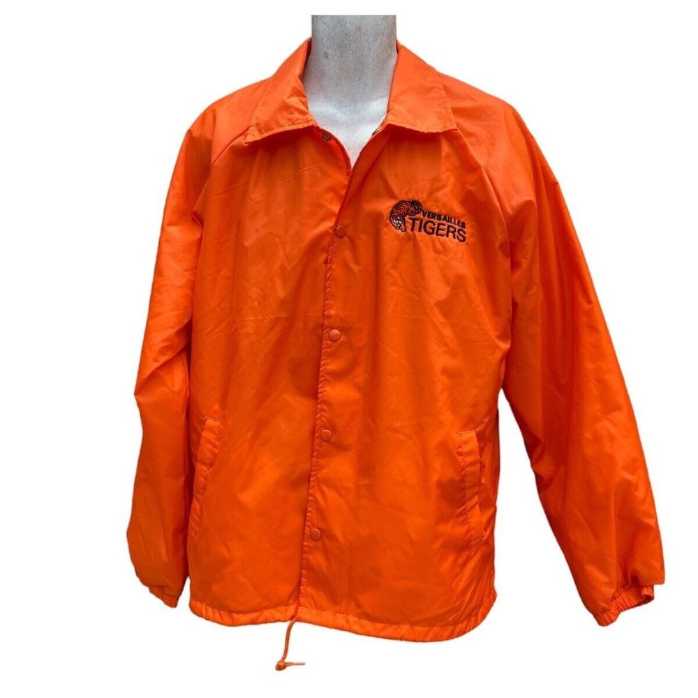 Vintage Versailles High School Football Team Tigers Jacket Ohio  Orange Nylon M